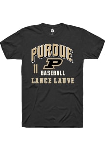 Lance Lauve Black Purdue Boilermakers NIL Arch Logo Short Sleeve T Shirt
