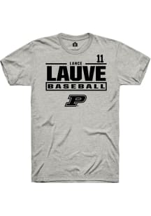 Lance Lauve Ash Purdue Boilermakers NIL Stacked Box Short Sleeve T Shirt
