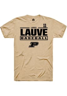 Lance Lauve Tan Purdue Boilermakers NIL Stacked Box Short Sleeve T Shirt