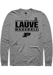 Lance Lauve Rally Mens Graphite Purdue Boilermakers NIL Stacked Box Tee