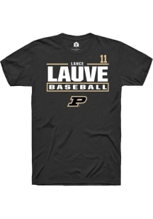 Lance Lauve Black Purdue Boilermakers NIL Stacked Box Short Sleeve T Shirt