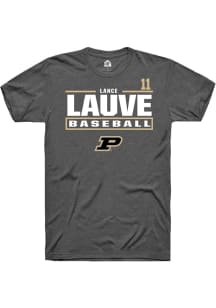Lance Lauve Grey Purdue Boilermakers NIL Stacked Box Short Sleeve T Shirt
