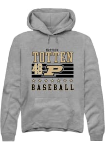 Matthew Totten Rally Mens Grey Purdue Boilermakers NIL Striped Hooded Sweatshirt