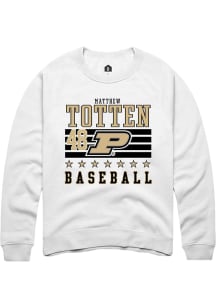 Matthew Totten Rally Mens White Purdue Boilermakers NIL Striped Crew Sweatshirt