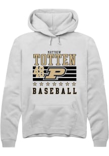 Matthew Totten Rally Mens White Purdue Boilermakers NIL Striped Hooded Sweatshirt