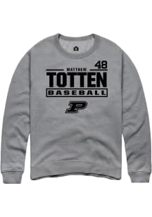 Matthew Totten Rally Mens Graphite Purdue Boilermakers NIL Stacked Box Crew Sweatshirt