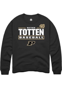 Matthew Totten Rally Mens Black Purdue Boilermakers NIL Stacked Box Crew Sweatshirt