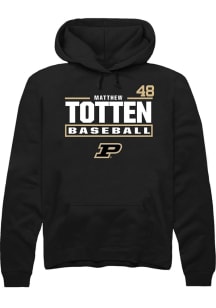 Matthew Totten Rally Mens Black Purdue Boilermakers NIL Stacked Box Hooded Sweatshirt