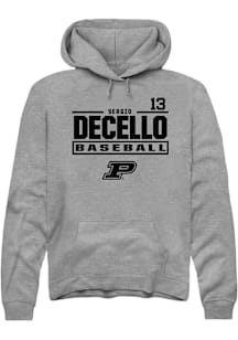 Sergio DeCello  Rally Purdue Boilermakers Mens Graphite NIL Stacked Box Long Sleeve Hoodie
