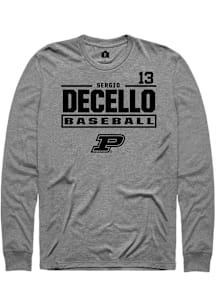 Sergio DeCello  Purdue Boilermakers Graphite Rally NIL Stacked Box Long Sleeve T Shirt