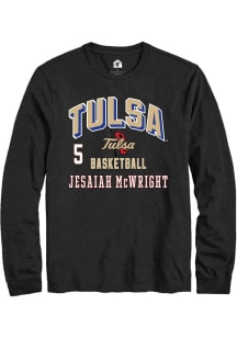 Jesaiah McWright Rally Mens Black Tulsa Golden Hurricane NIL Arch Logo Tee