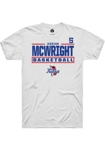 Jesaiah McWright White Tulsa Golden Hurricane NIL Stacked Box Short Sleeve T Shirt