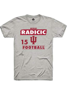Nicolas Radicic  Indiana Hoosiers Ash Rally Football NIL Striped Short Sleeve T Shirt