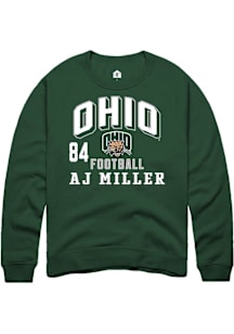 AJ Miller  Rally Ohio Bobcats Mens Green Football NIL Arch Logo Long Sleeve Crew Sweatshirt
