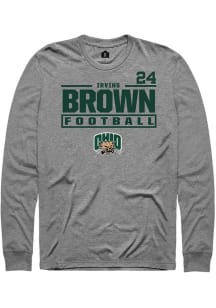 Irving Brown  Ohio Bobcats Graphite Rally NIL Stacked Box Long Sleeve T Shirt