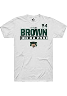 Irving Brown  Ohio Bobcats White Rally Football NIL Stacked Box Short Sleeve T Shirt