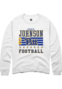 Kenneth Johnson Rally Mens White Pitt Panthers NIL Striped Crew Sweatshirt