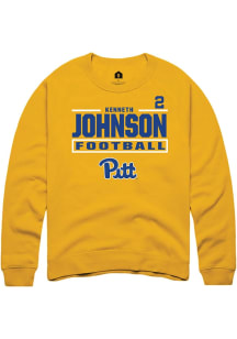Kenneth Johnson Rally Mens Gold Pitt Panthers NIL Stacked Box Crew Sweatshirt