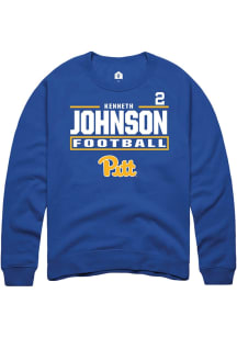Kenneth Johnson Rally Mens Blue Pitt Panthers NIL Stacked Box Crew Sweatshirt