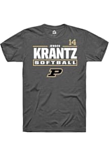 Jensen Krantz  Purdue Boilermakers Grey Rally NIL Stacked Box Short Sleeve T Shirt