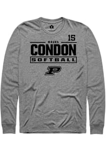 Maura Condon  Purdue Boilermakers Graphite Rally NIL Stacked Box Long Sleeve T Shirt