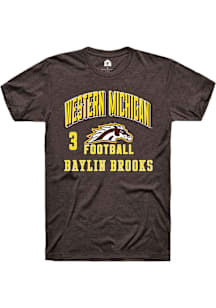 Baylin Brooks  Western Michigan Broncos Brown Rally Football NIL Arch Logo Short Sleeve T Shirt