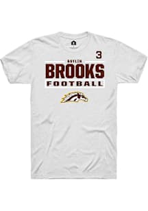 Baylin Brooks  Western Michigan Broncos White Rally Football NIL Stacked Box Short Sleeve T Shirt