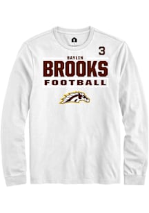 Baylin Brooks  Western Michigan Broncos White Rally Football NIL Stacked Box Long Sleeve T Shirt