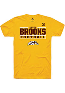 Baylin Brooks  Western Michigan Broncos Gold Rally Football NIL Stacked Box Short Sleeve T Shirt