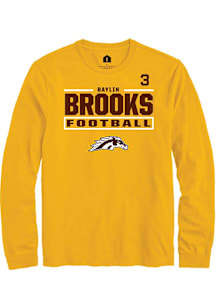 Baylin Brooks  Western Michigan Broncos Gold Rally Football NIL Stacked Box Long Sleeve T Shirt