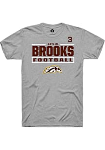 Baylin Brooks  Western Michigan Broncos Grey Rally Football NIL Stacked Box Short Sleeve T Shirt