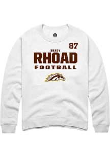 Brady Rhoad Rally Mens White Western Michigan Broncos NIL Stacked Box Crew Sweatshirt