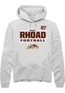 Brady Rhoad Rally Mens White Western Michigan Broncos NIL Stacked Box Hooded Sweatshirt