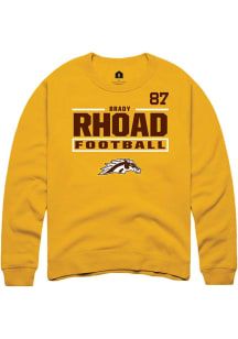 Brady Rhoad Rally Mens Gold Western Michigan Broncos NIL Stacked Box Crew Sweatshirt
