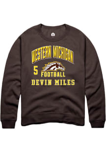 Devin Miles Rally Mens Brown Western Michigan Broncos NIL Arch Logo Crew Sweatshirt