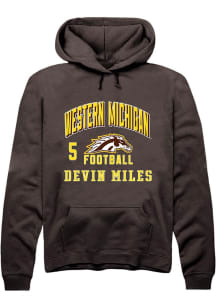 Devin Miles Rally Mens Brown Western Michigan Broncos NIL Arch Logo Hooded Sweatshirt