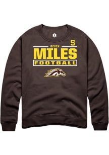 Devin Miles Rally Mens Brown Western Michigan Broncos NIL Stacked Box Crew Sweatshirt