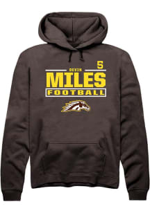 Devin Miles Rally Mens Brown Western Michigan Broncos NIL Stacked Box Hooded Sweatshirt
