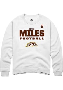 Devin Miles Rally Mens White Western Michigan Broncos NIL Stacked Box Crew Sweatshirt