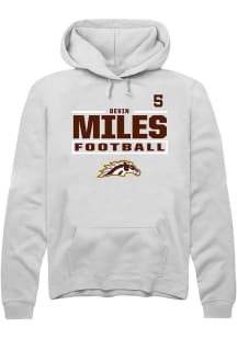 Devin Miles Rally Mens White Western Michigan Broncos NIL Stacked Box Hooded Sweatshirt