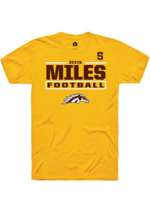 Devin Miles Gold Western Michigan Broncos NIL Stacked Box Short Sleeve T Shirt