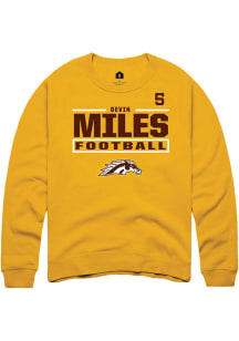 Devin Miles Rally Mens Gold Western Michigan Broncos NIL Stacked Box Crew Sweatshirt