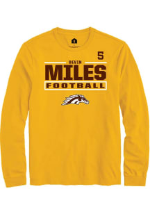 Devin Miles Rally Mens Gold Western Michigan Broncos NIL Stacked Box Tee
