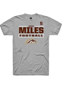Devin Miles Grey Western Michigan Broncos NIL Stacked Box Short Sleeve T Shirt