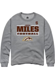 Devin Miles Rally Mens Grey Western Michigan Broncos NIL Stacked Box Crew Sweatshirt