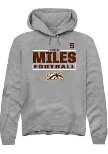Devin Miles Rally Mens Grey Western Michigan Broncos NIL Stacked Box Hooded Sweatshirt