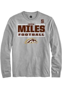 Devin Miles Rally Mens Grey Western Michigan Broncos NIL Stacked Box Tee