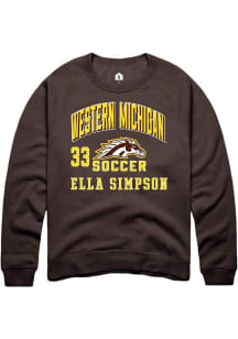 Ella Simpson Rally Mens Brown Western Michigan Broncos NIL Arch Logo Crew Sweatshirt