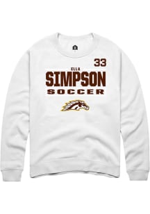 Ella Simpson Rally Mens White Western Michigan Broncos NIL Stacked Box Crew Sweatshirt