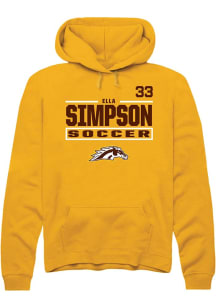 Ella Simpson Rally Mens Gold Western Michigan Broncos NIL Stacked Box Hooded Sweatshirt